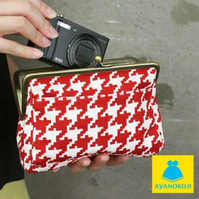 AYANOKOJI 【受注生産品】がま口トラベルポーチ【帆布・バードチェック】 [M便 9/10]