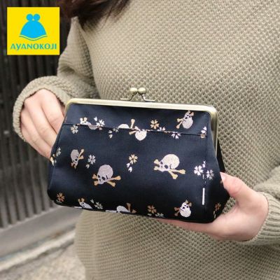 AYANOKOJI 【受注生産品】がま口トラベルポーチ【ドクロ金襴】 [M便 9/10]