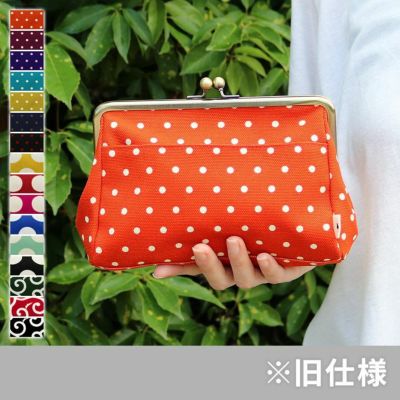 がま口トラベルポーチ【帆布・唐草/水玉】メインイメージ