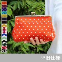 がま口トラベルポーチ【帆布・唐草/水玉】メインイメージ