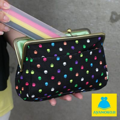 AYANOKOJI 【受注生産品】がま口トラベルポーチ【帆布・がまドット柄】 [M便 9/10]