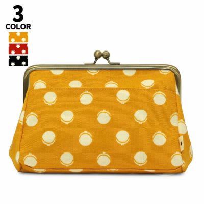 AYANOKOJI 【受注生産品】がま口トラベルポーチ【帆布・がまドット柄 大判】 [M便 9/10]