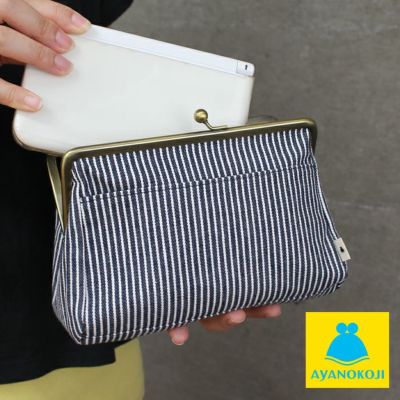 AYANOKOJI 【在庫商品】がま口トラベルポーチ【綿布・ヒッコリー】 [M便 9/10]