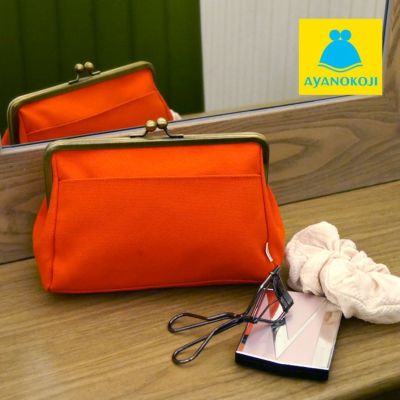 AYANOKOJI 【受注生産品】がま口トラベルポーチ【帆布・無地】 [M便 9/10]