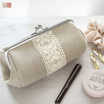 AYANOKOJI 【受注生産品】TAWARA型がま口コスメポーチ（大）【リネン】 [M便 1/2]