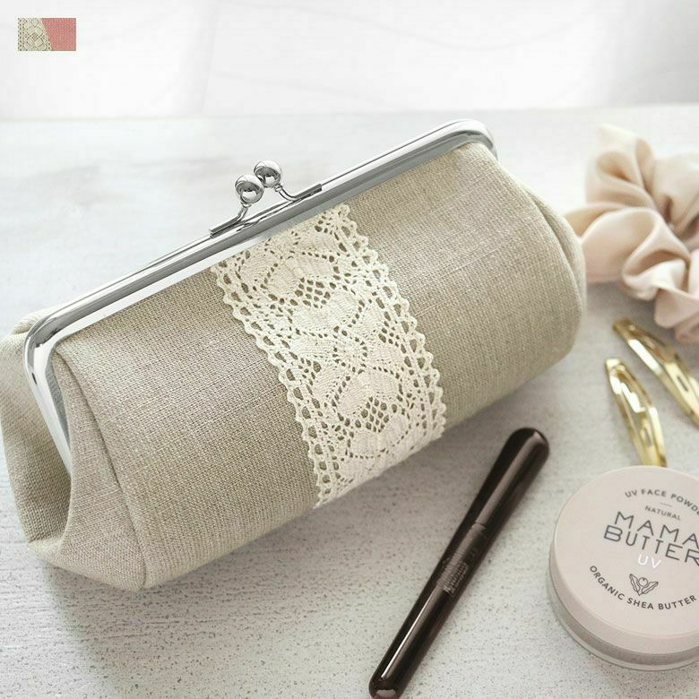 TAWARA型がま口コスメポーチ（大）【リネン】メインイメージ