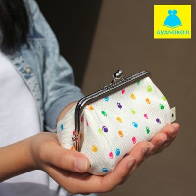 AYANOKOJI 【受注生産品】TAWARA型がま口コスメポーチ（小）【帆布・がまドット柄】 [M便 1/4]