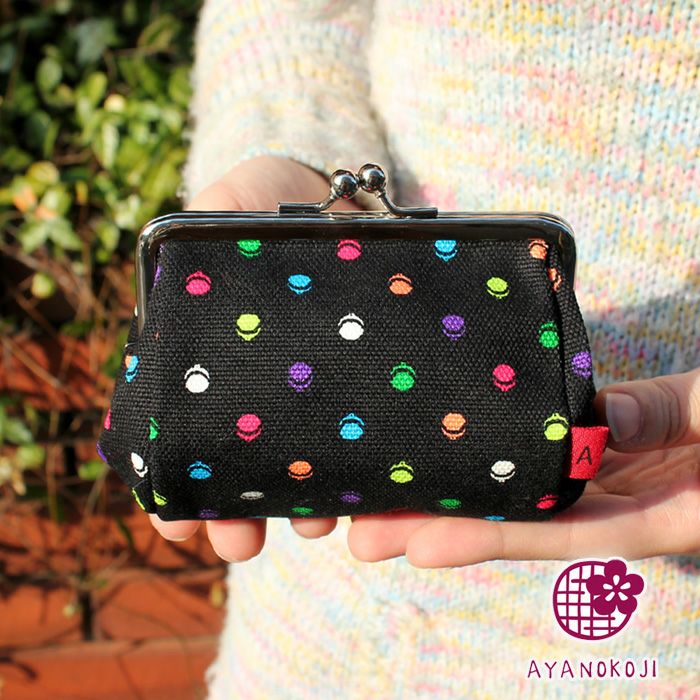 TAWARA型がま口コスメポーチ（小）【帆布・がまドット柄】全体イメージ
