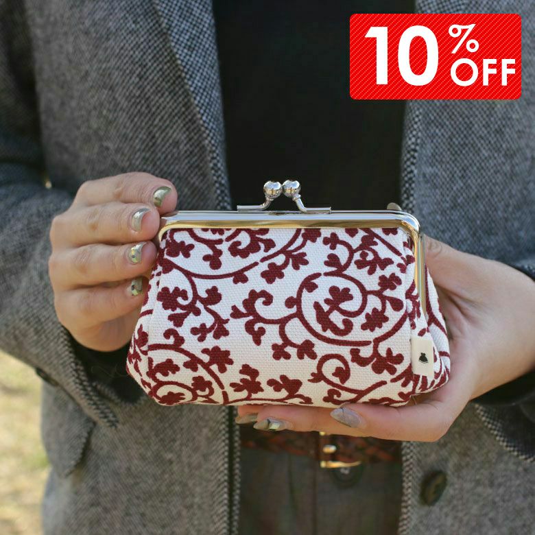 受注生産品】TAWARA型がま口コスメポーチ（小）【帆布・蛸唐草】 [M便