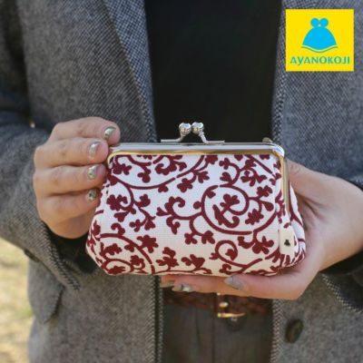 AYANOKOJI 【受注生産品】TAWARA型がま口コスメポーチ（小）【帆布・蛸唐草】 [M便 1/4]