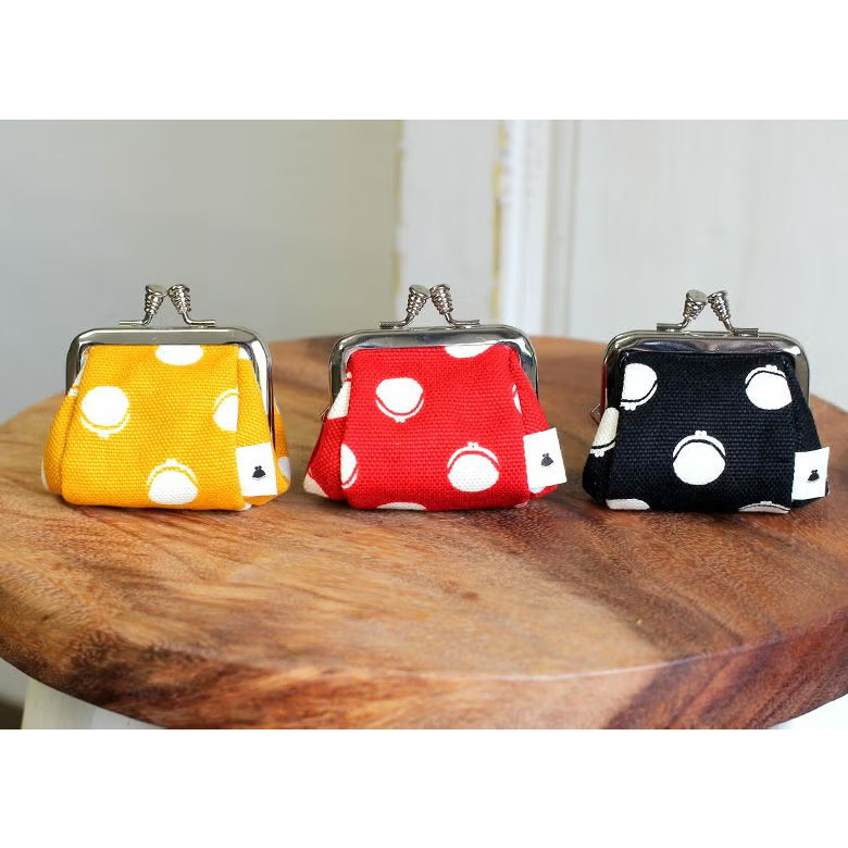 TAWARA型がま口コスメポーチ（極小）【帆布・がまドット大判】カラーバリエーション