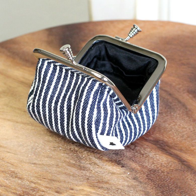 在庫商品】TAWARA型がま口コスメポーチ（極小）【綿布・ヒッコリー