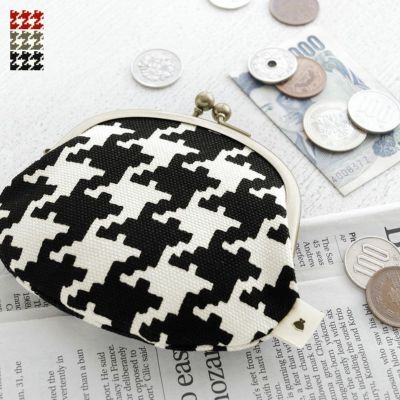AYANOKOJI 【在庫商品】3.3寸がま口財布【帆布・バードチェック】 [M便 1/5]