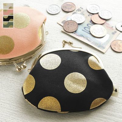 AYANOKOJI 【在庫商品】3.3寸 がま口財布【帆布・HAKUドット】 [M便 1/5]