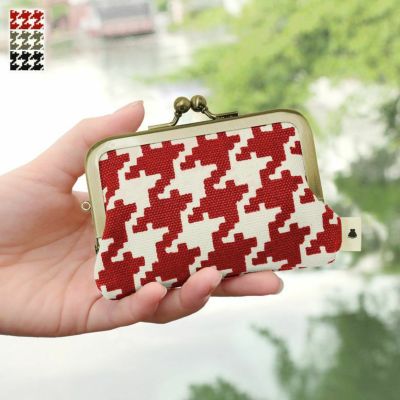 3.5寸がま口コインケース【帆布・バードチェック】メインイメージ