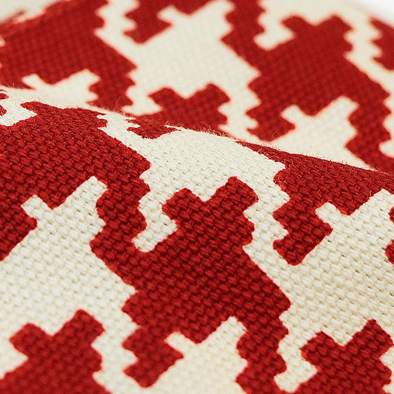 3.5寸がま口コインケース【帆布・バードチェック】生地アップ