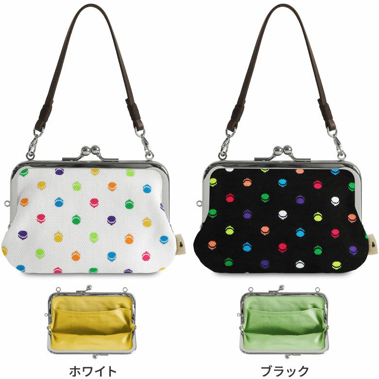 革ヒモ付き手提げがま口財布【帆布・がまドット柄】カラーバリエーション