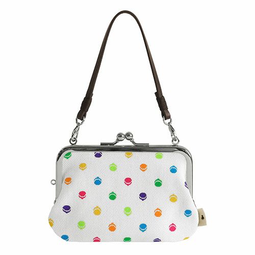 革ヒモ付き手提げがま口財布【帆布・がまドット柄】ディテール　サイズ