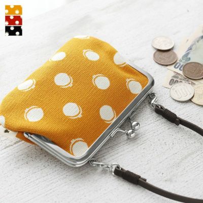 AYANOKOJI 【在庫商品】革ヒモ付き手提げがま口財布【帆布・がまドット大判】 [M便 1/4]