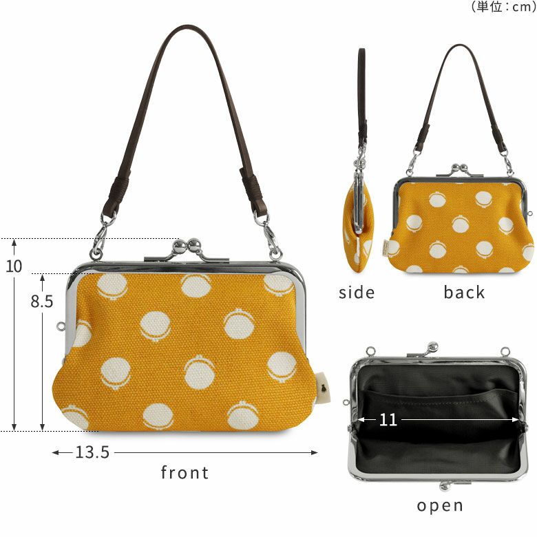 手のひらサイズがま口オーダー受付ページ 在庫商品】革ヒモ付き手提げがま口財布【帆布・がまドット大判