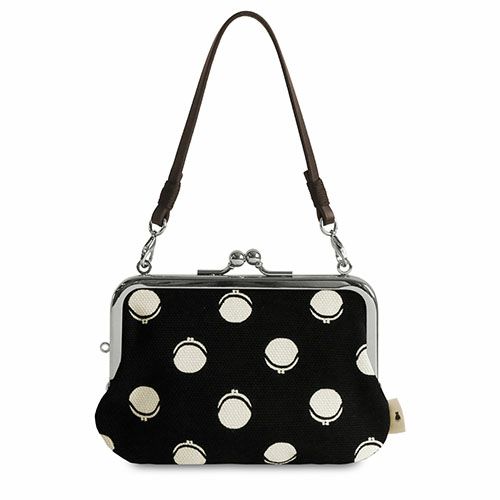 革ヒモ付き手提げがま口財布【帆布・がまドット大判】