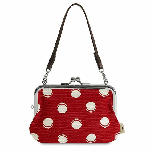 革ヒモ付き手提げがま口財布【帆布・がまドット大判】