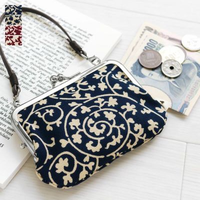 AYANOKOJI 【在庫商品】革ヒモ付き手提げがま口財布【帆布・蛸唐草】 [M便 1/4]