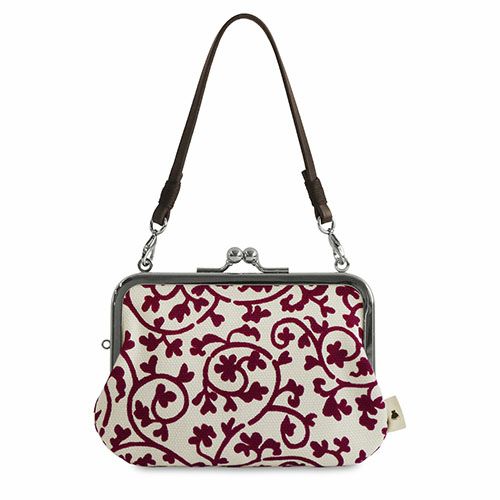 革ヒモ付き手提げがま口財布【帆布・蛸唐草】