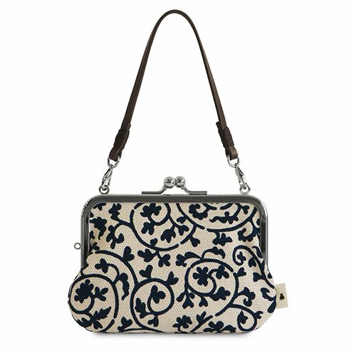 革ヒモ付き手提げがま口財布【帆布・蛸唐草】