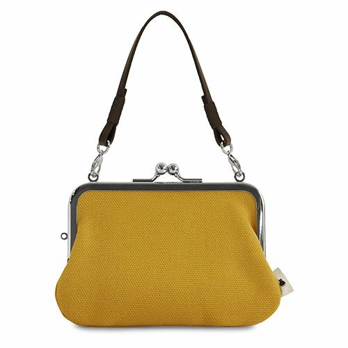 革ヒモ付き手提げがま口財布【帆布・無地】