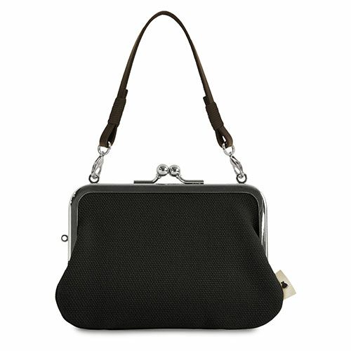 革ヒモ付き手提げがま口財布【帆布・無地】