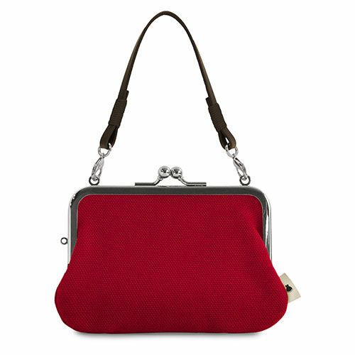 革ヒモ付き手提げがま口財布【帆布・無地】