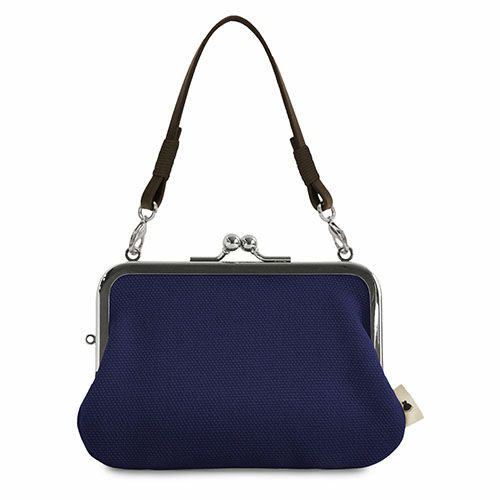 革ヒモ付き手提げがま口財布【帆布・無地】