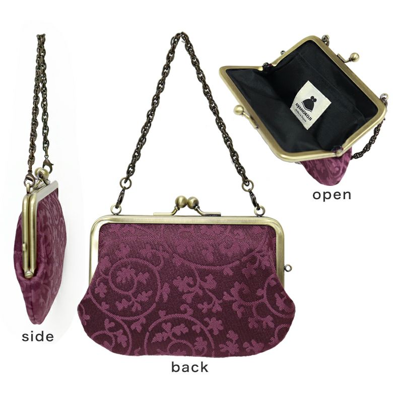 チェーン付き手提げがま口財布【蛸唐草金襴】ディテール