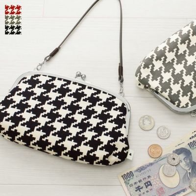 AYANOKOJI 【在庫商品】横長親子がま口財布【帆布・バードチェック柄】 [M便 4/5]
