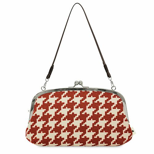 横長親子がま口財布【帆布・バードチェック柄】