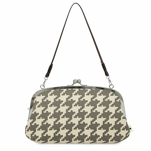 横長親子がま口財布【帆布・バードチェック柄】