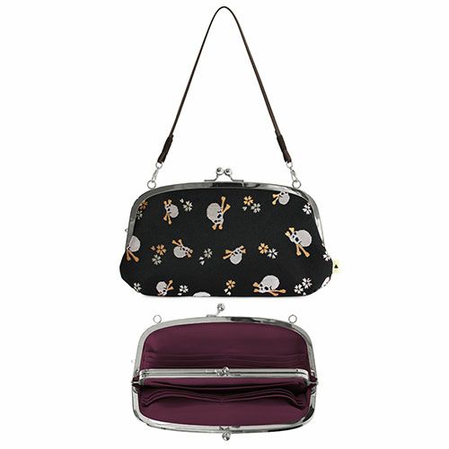 横長親子がま口財布【ドクロ金襴】