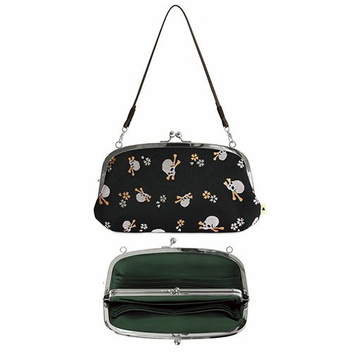 横長親子がま口財布【ドクロ金襴】