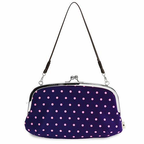 横長親子がま口財布【帆布・唐草/水玉】 