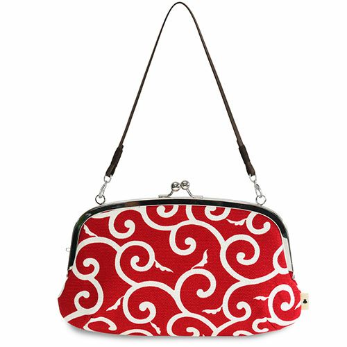 横長親子がま口財布【帆布・唐草/水玉】 