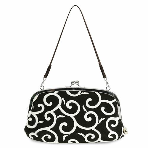 横長親子がま口財布【帆布・唐草/水玉】 