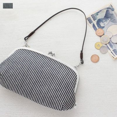 AYANOKOJI 【在庫商品】 横長親子がま口財布【綿布・ヒッコリー】 [M便 4/5]