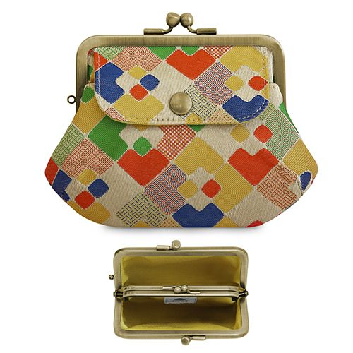 ポケット付き親子がま口財布【帯地】