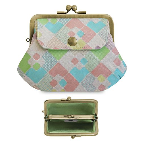ポケット付き親子がま口財布【帯地】