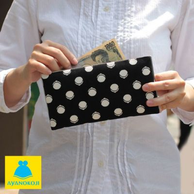 AYANOKOJI 【在庫商品】天溝がま口長財布【帆布・がまドット 大判】 [M便 9/10]