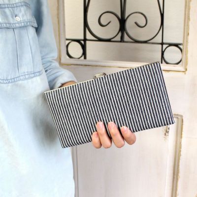 AYANOKOJI 【在庫商品】天溝がま口長財布【綿布・ヒッコリー】 [M便 9/10]