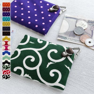 AYANOKOJI 【在庫商品】天溝がま口ウォレット【帆布・唐草/水玉】 [M便 1/4]