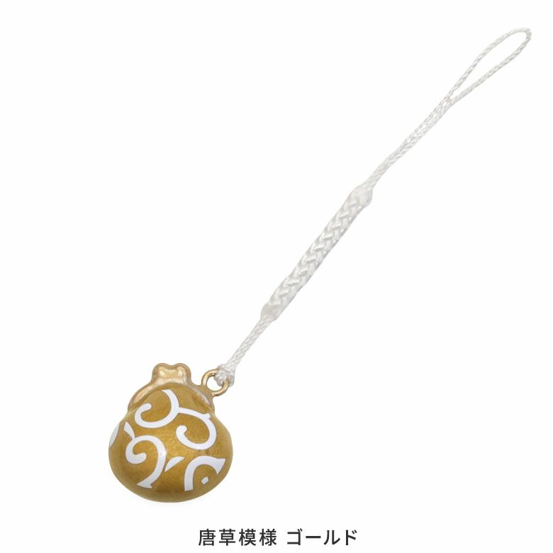 がま口水琴鈴(すいきんすず)唐草模様　ゴールド