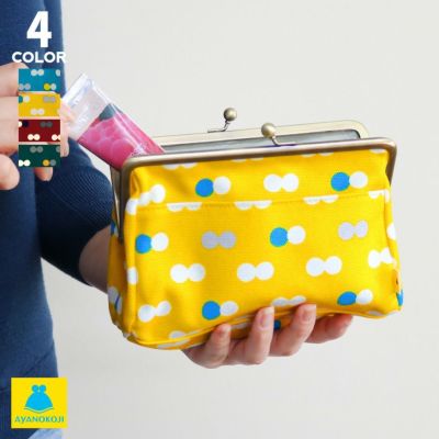 AYANOKOJI 【在庫商品】がま口トラベルポーチ【帆布・にこだま柄】 [M便 9/10]